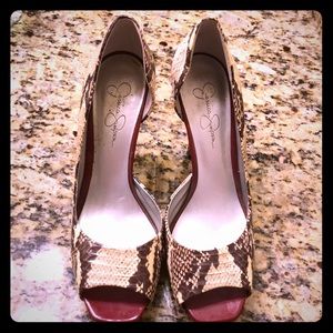 Snake print high heels